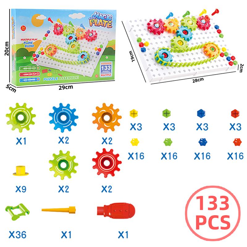 3D Assembled Nut Building Block Children Educational Toy Set DIY Chain Gear Magic Disk