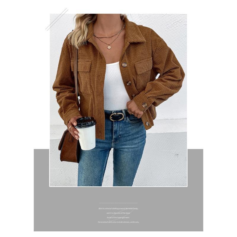 Women Vintage Casual Corduroy Jacket Fall Winter Outerwear