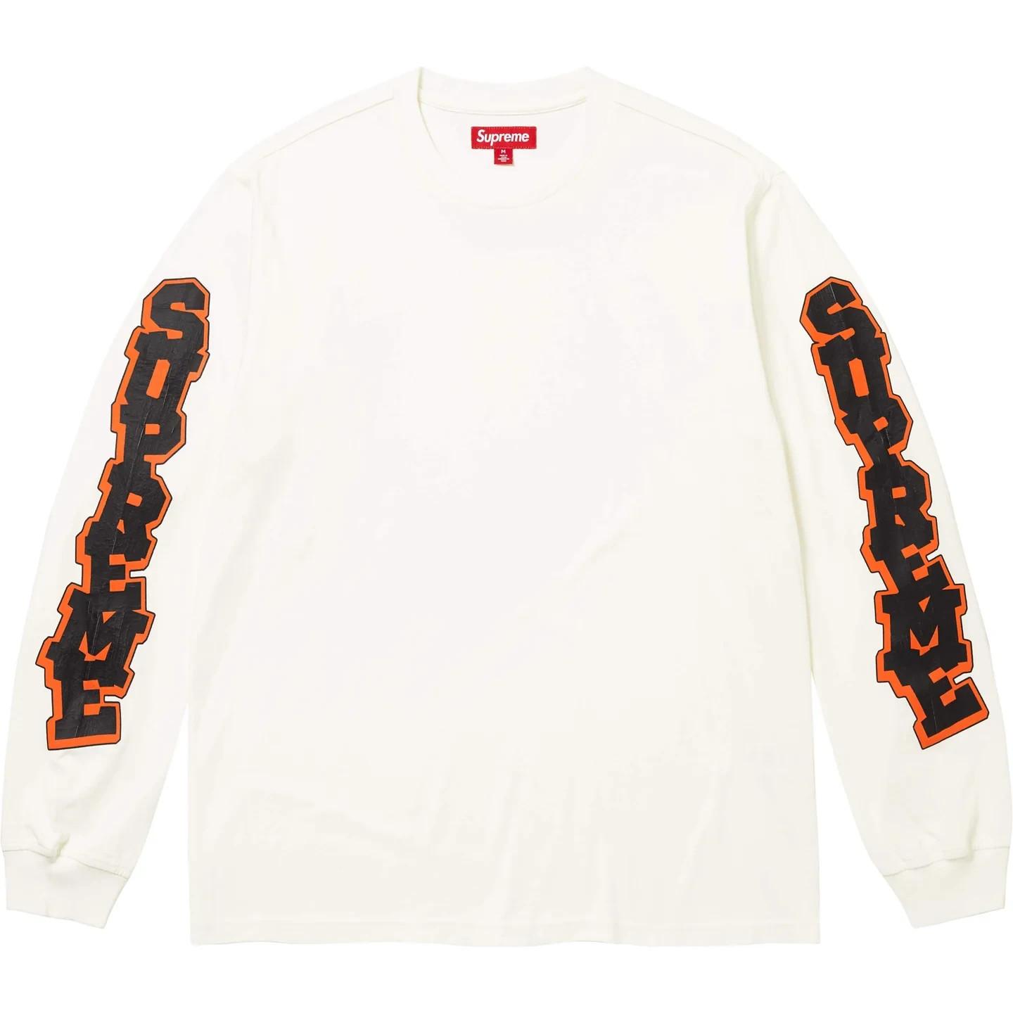 769937 Supreme Топ с треснувшим рукавом с длинным рукавом Стирка Белый L