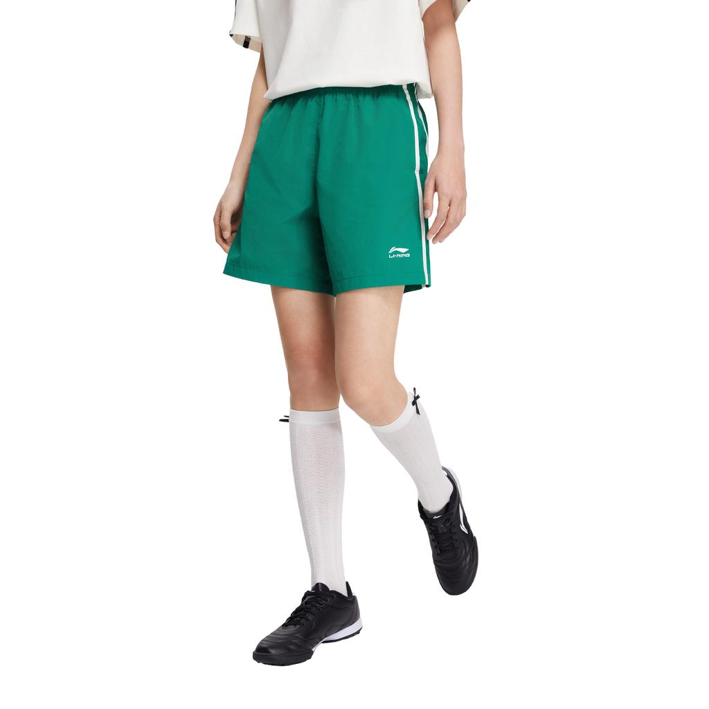 Li Ning Sports Lifestyle Series Casual Comfortable Versatile Sports Shorts Women Shorts Stone-Green AKSV600-3