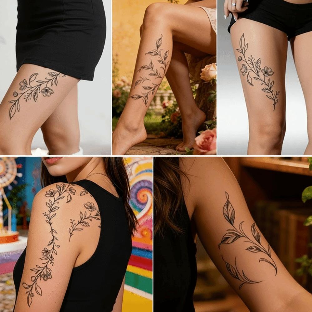 Waterproof Leaf Temporary Tattoos Make Up Sketch Style Stickers Body Art