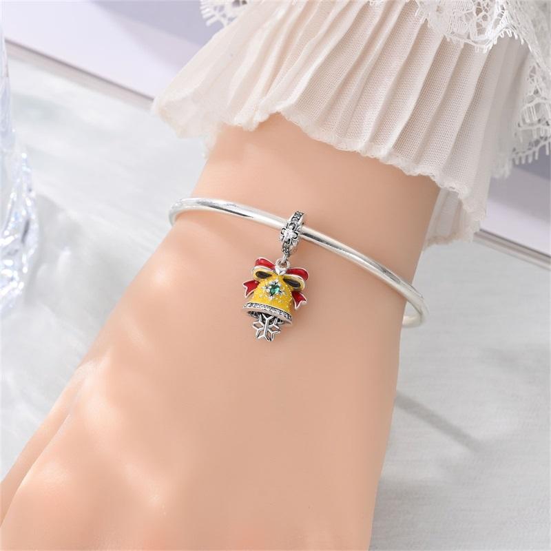 Copper Christmas Bells Good Fortune Pendants Charms Fits Genuine Charms Bracelet Women DoItYourself Jewellery Gifts