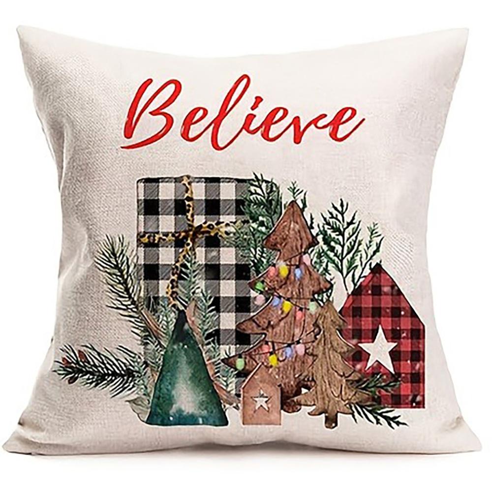 Festive Christmas Pillowcases: Believe, Merry Christmas, Merry & Bright, Let It Snow Sofa Bed Cushion Cover,home Decoration