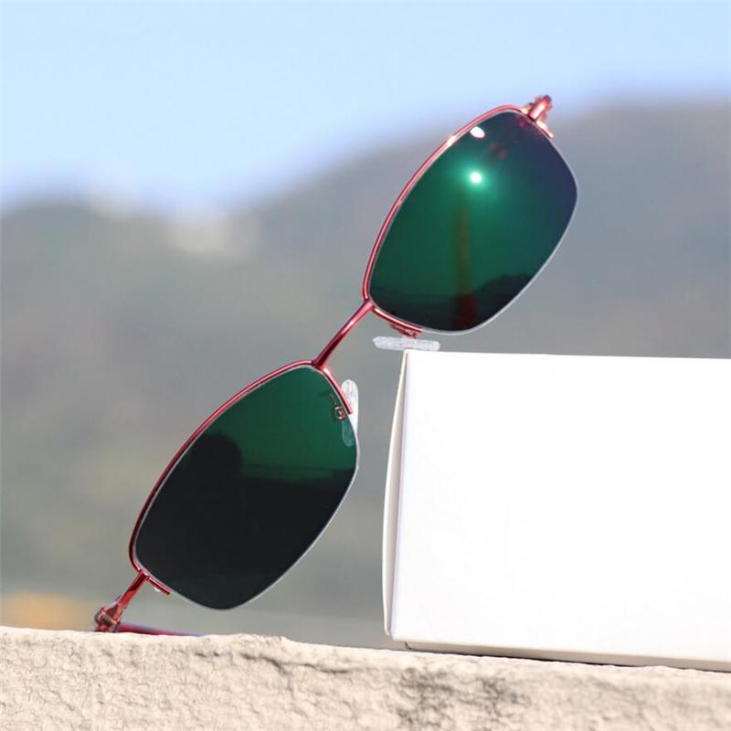 Half Spectacle Frame Frame Rectangular Nearsighted Glasses Ladies Alloy Photochromic Finished Myopia Eyeglasses Female 0 -05 -075 -10 To -60 -1.0