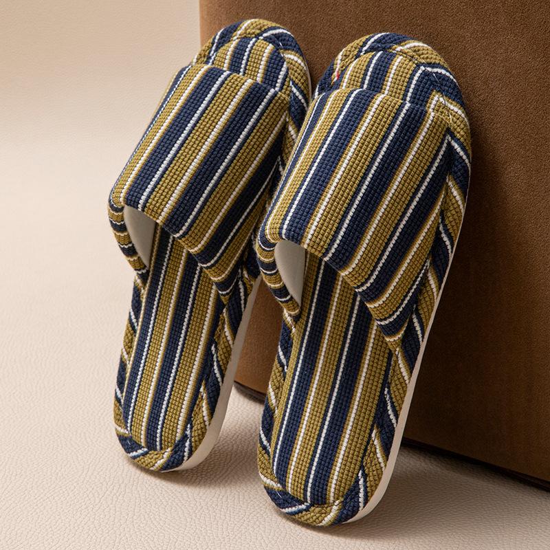 Linen breathable slippers women's four seasons indoor home non-slip deodorant silent soft bottom couple household floor mopping men