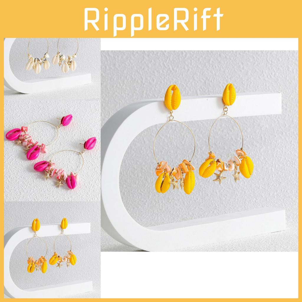 Creative And Trendy Womens Shell Earrings For Summer Geometric Alloy Design In Colors Multi