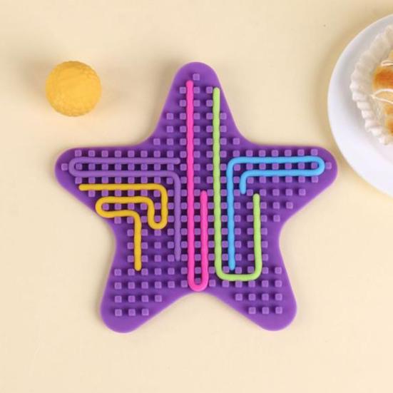 Star Silicone Sensory Activity Board Double Sided Stress Relief Sensory Board with Strings Boys Girls Silent Fidget Toy Party Favors