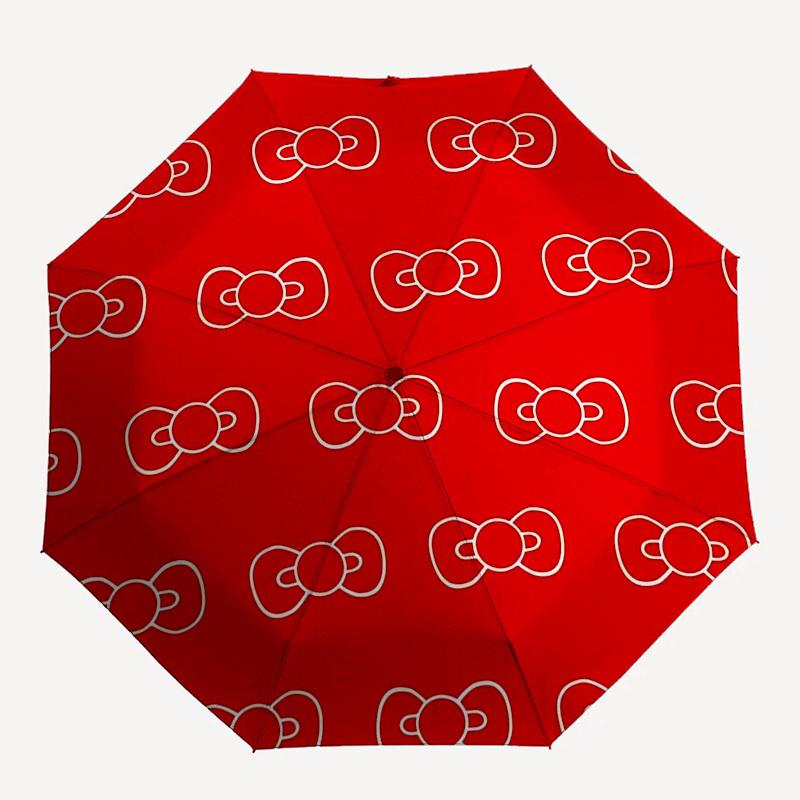 1pc Red Background with White Bow Patterns Umbrella with Plastic Handle, Suitable for All Seasons Outdoor YUSAN384