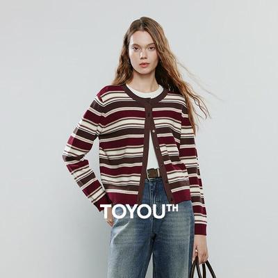 Chuyu Damen Gestreifter Strickcardigan