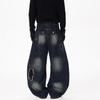 Pantaloni Larghi Unisex Patchwork High Street Orlo Grezzo Gamba Curva