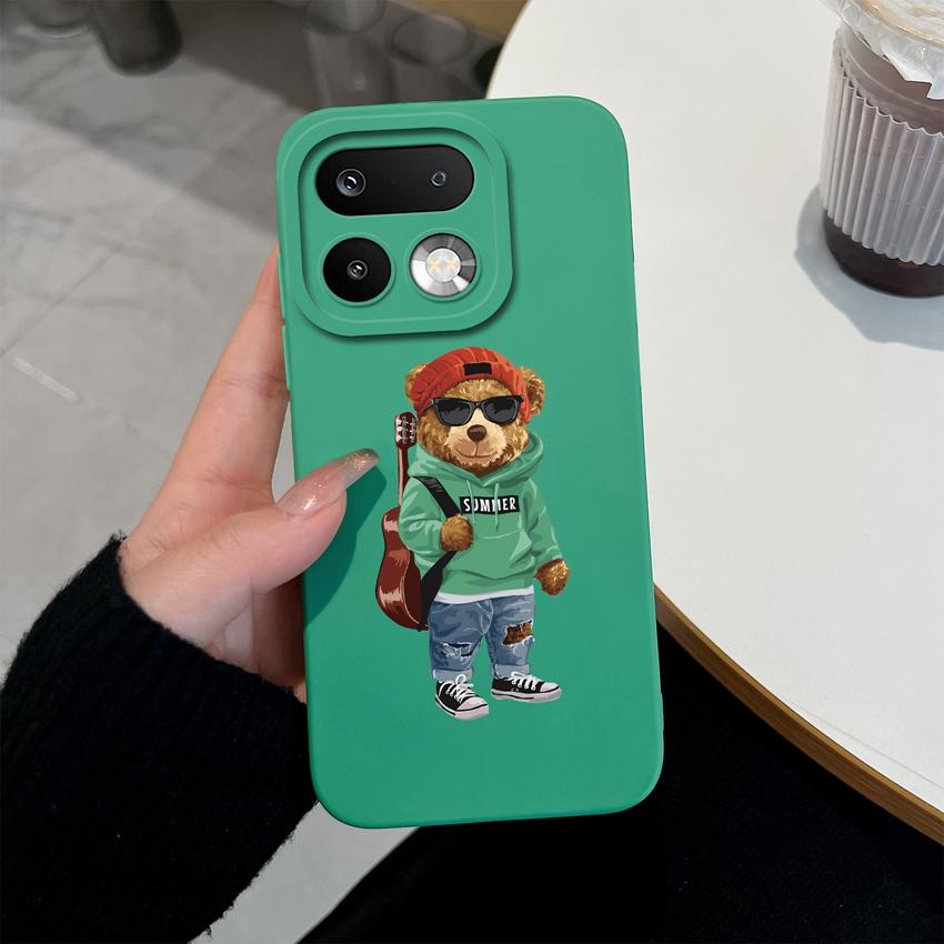 For OPPO Realme 16 15 14 Pro Plus C85 Pro OPPO Reno 15 Pro AX7 A77 A91 A95 A96 Phone Case Lovely Bear Soft Liquid Silicone Lightweight Anti Drop Shell