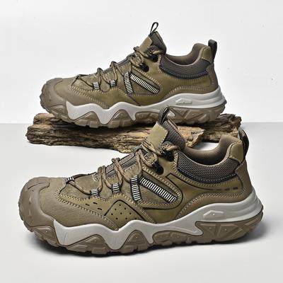 Nowy Trend Outdoorowe Męskie Buty do Wędrówek Sznurowane Skórzane Sneakersy Moda Antypoślizgowe Obuwie do Chodzenia Męskie Obuwie Trekingowe