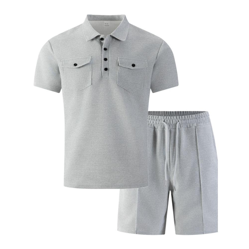 New Men’s Casual Double-pocket Short-sleeved Polo Shirt and Shorts Summer Fashion Set