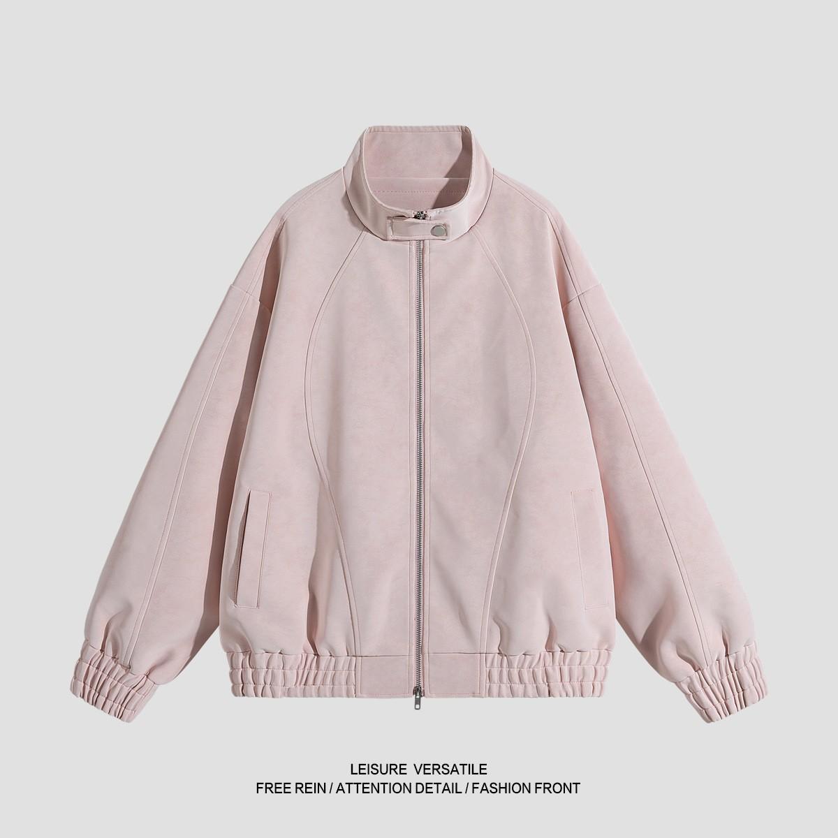 Минималистичная куртка из ПУ кожи Куртка Мужская Зимняя Стойка воротник Кожаная Пара Чувство возраста Ретро Байкер Мужская куртка Дышащая Рабочая Повседневная куртка S