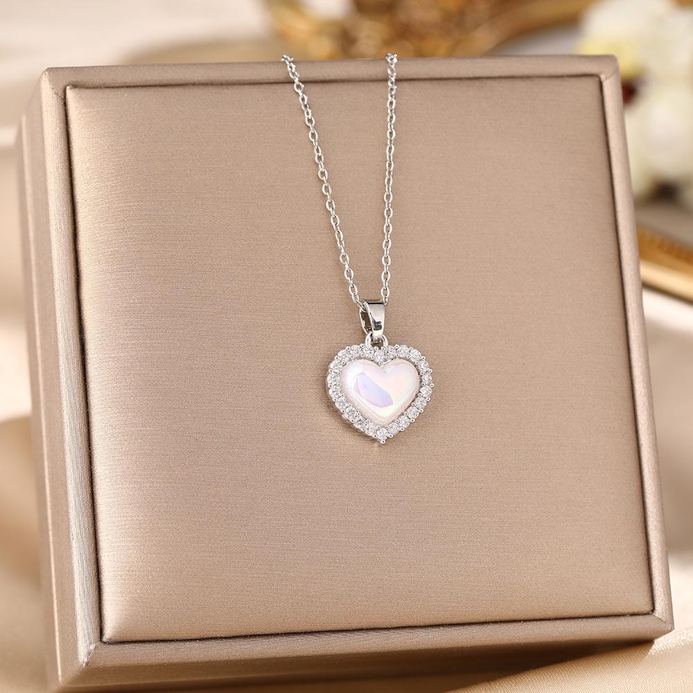 Women's Silver Titanium Steel Necklace with Micro-Inlaid Zircon - Elegant, Durable Clavicle Chain Jewelry