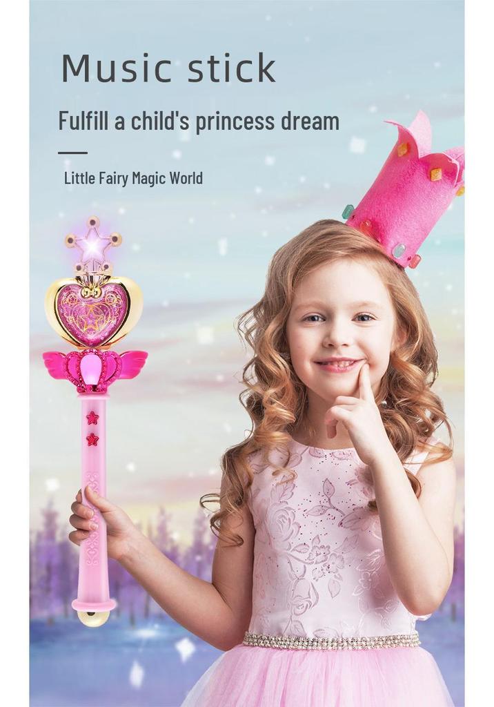 LED Light-Up Fairy Princess Wand with Music - Magical Toy for Girls