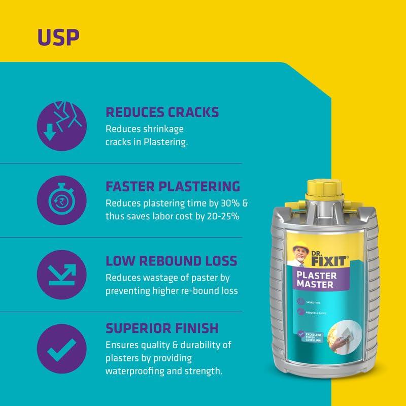 DR. Fixit Putz Meister Advanced Flüssige Wasserdichte Verbindung für Innen Außen Deckenputz 1 Liter