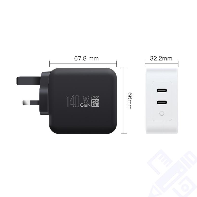 PD3.1 GaN PD140W Charger C+C Port GaN British Intelligent Distribution Charging Head PPS Super Fast Charging