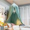 Canopy Bed Curtain with Tassels Round Top Mosquito Net Tent Floral Lace Canopy Ceiling Hanging No Drill Installation Boho Style