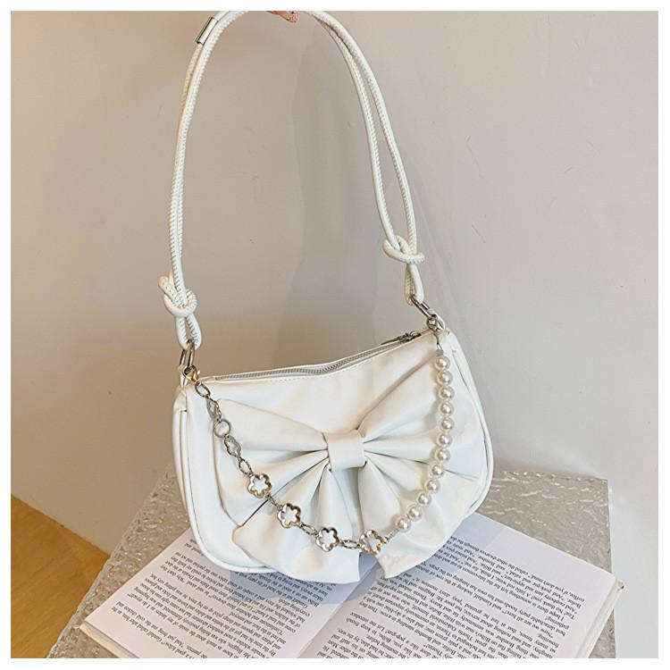 Stylish Urban Chic Small Pu Leather Shoulder Bag For Women With Bow Detail