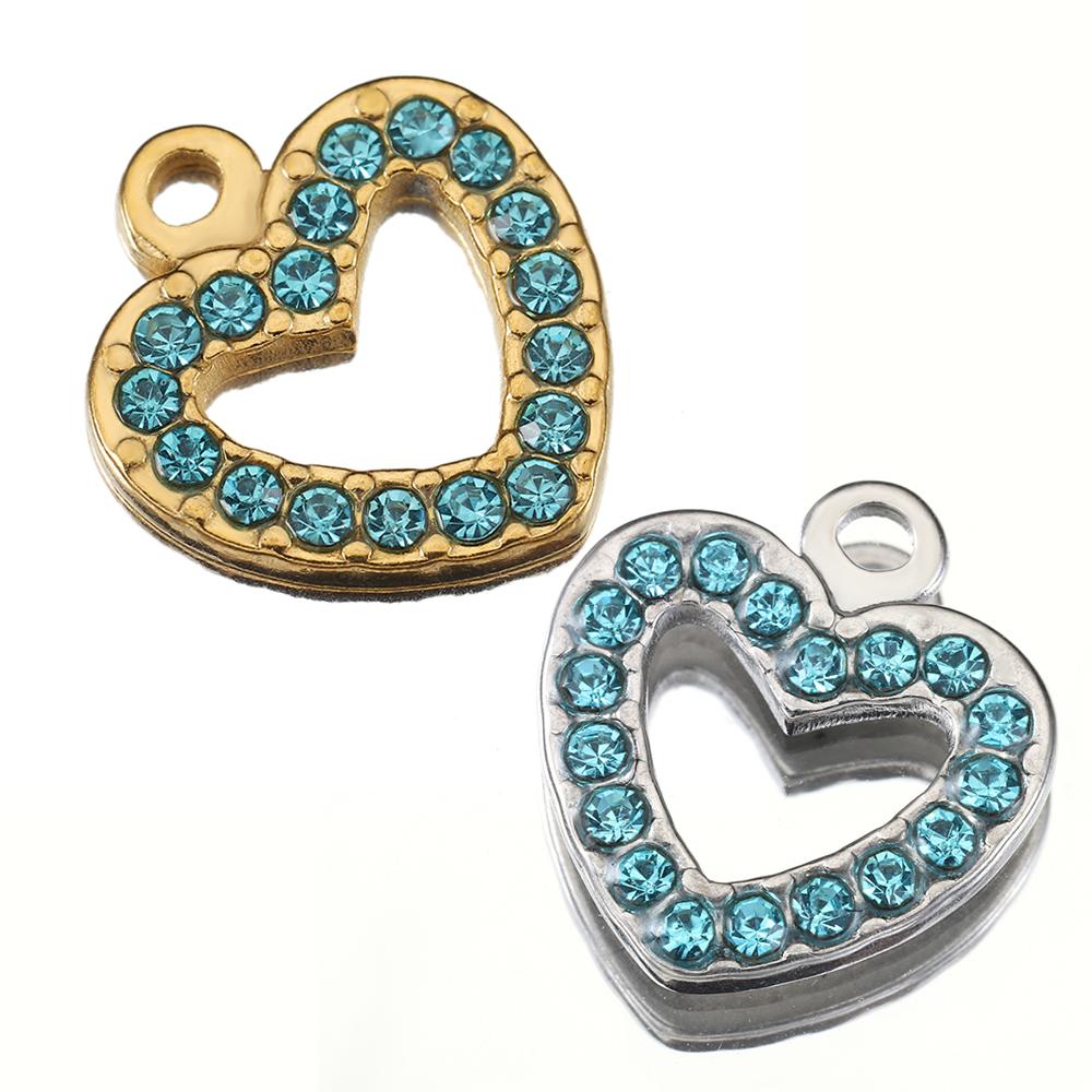5pcs Mixed Stainless Steel Rhinestone Pendants Colorful Crystal Charms Beads for Necklace Bracelet Jewelry Making Charm DIY