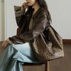 Leopard print canvas tote bag for women Korean fashion cotton fabric hobo bags large shoulder shopping bag