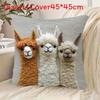 Cute Sheep Throw Pillow Cover 2d Embroidery Linen Home Decor For Sofa