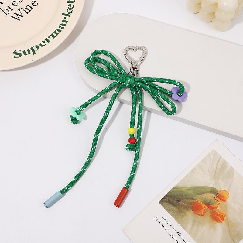Candy-Colored Yarn Bow - Handmade DIY Craft with Charms, Durable Polyester Cord for Women's Bags, Keys, Bag Charm