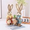 2PCS Bunny Ornaments Rural Style Male Female Rabbit Figurine for Easter Day Home Decoration 35cm