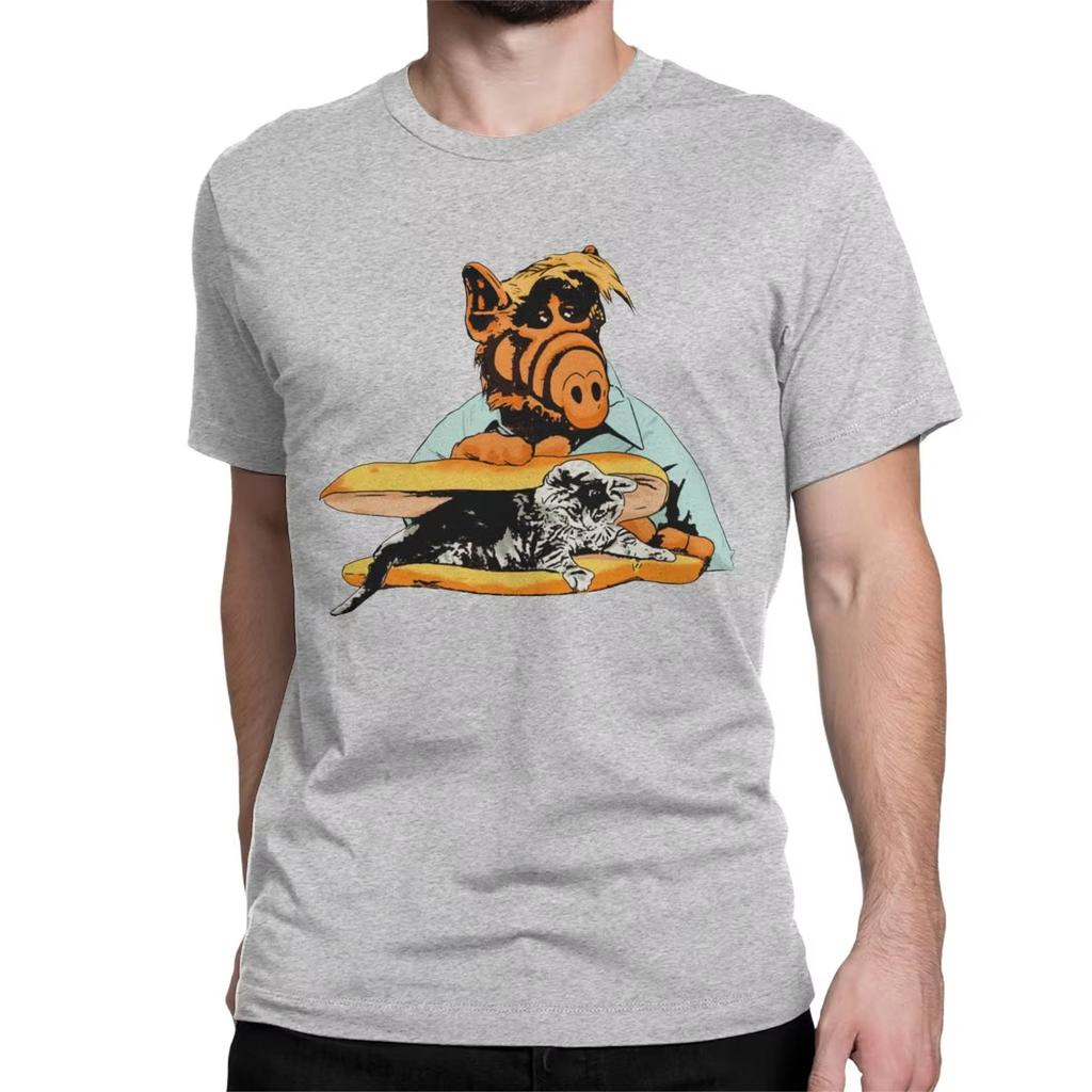 Funny Kitty Sandwich Alf The Extraterrestrial Tv Show Tshirts Unisex Cotton T Shirts Melmac Short Sleeve Tee Shirt Gift Idea Tops