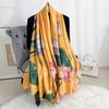 New new silk satin long thin scarf female fashionable temperament plant flower printed shawl travel with scarf
