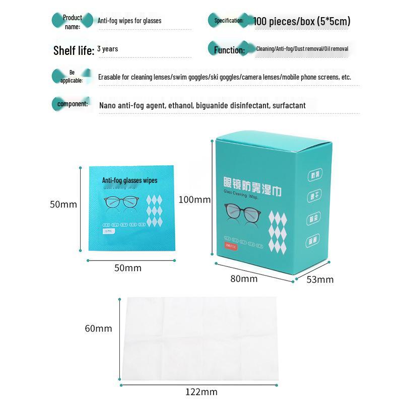 Anti-Fog Lens Cleaning Wipes: Streak-Free, Quick-Dry for Glasses & Camera, 100-Pack