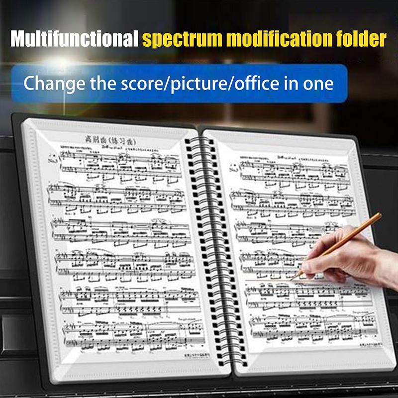 Flexible 20 Pages Piano Music Score Folder A4 Music Book Clip Sheet Note Folder Piano Paper Sheets Music Binder For Practice