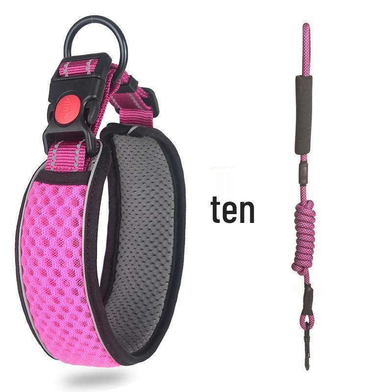 Regulowana, odblaskowa, oddychająca obroża spacerowa dla psa z siatki o strukturze plastra miodu