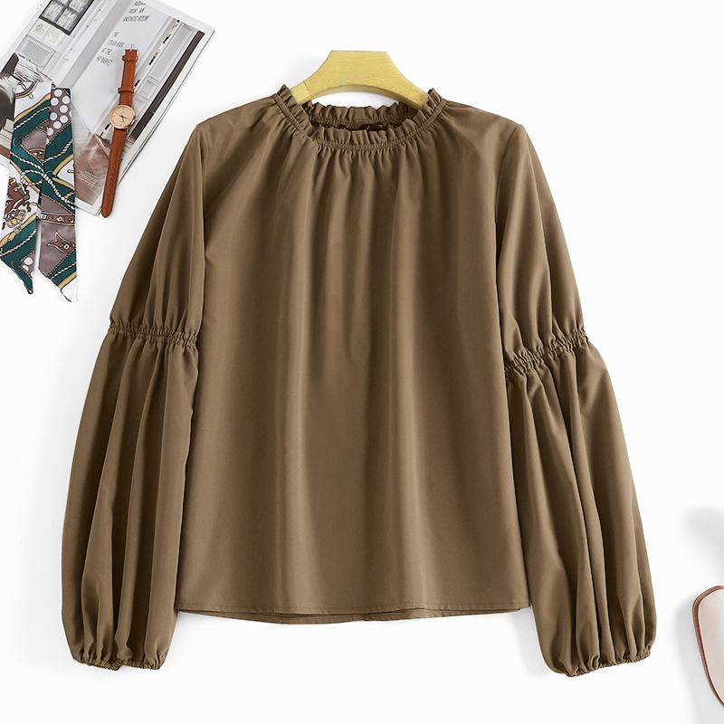 

ZANZEA Весенняя повседневная O-образный вырез с длинным рукавом Женская блузка