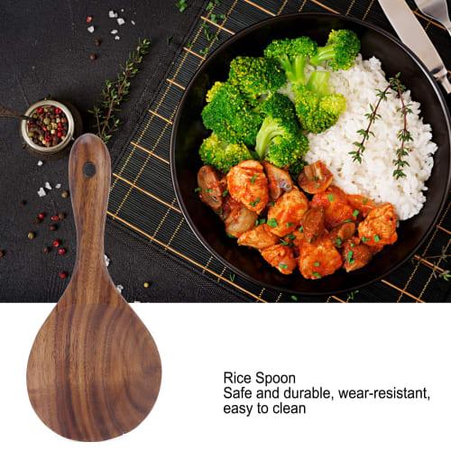Non-stick Natural Wooden Rice Paddle, Shallow Round Head Rice Spoon, Kufooeyhnc98vm3
