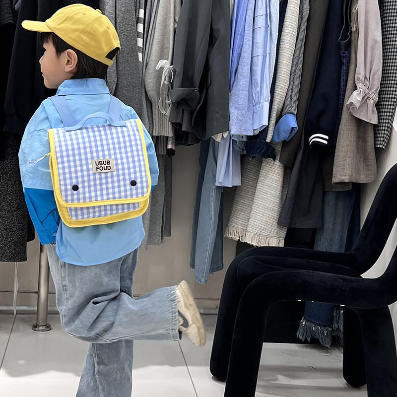Pattern Simple Grid Letter Decoration Children Casual Backpacks For Daily Use