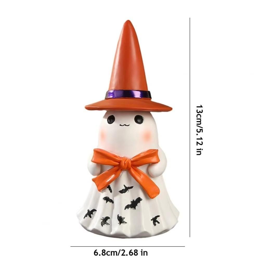 Resin Lighted Ghost Figurine Night Light Halloween Decor Ghost Glowing Ornament Witch Hat Horror Led Spooky Statue