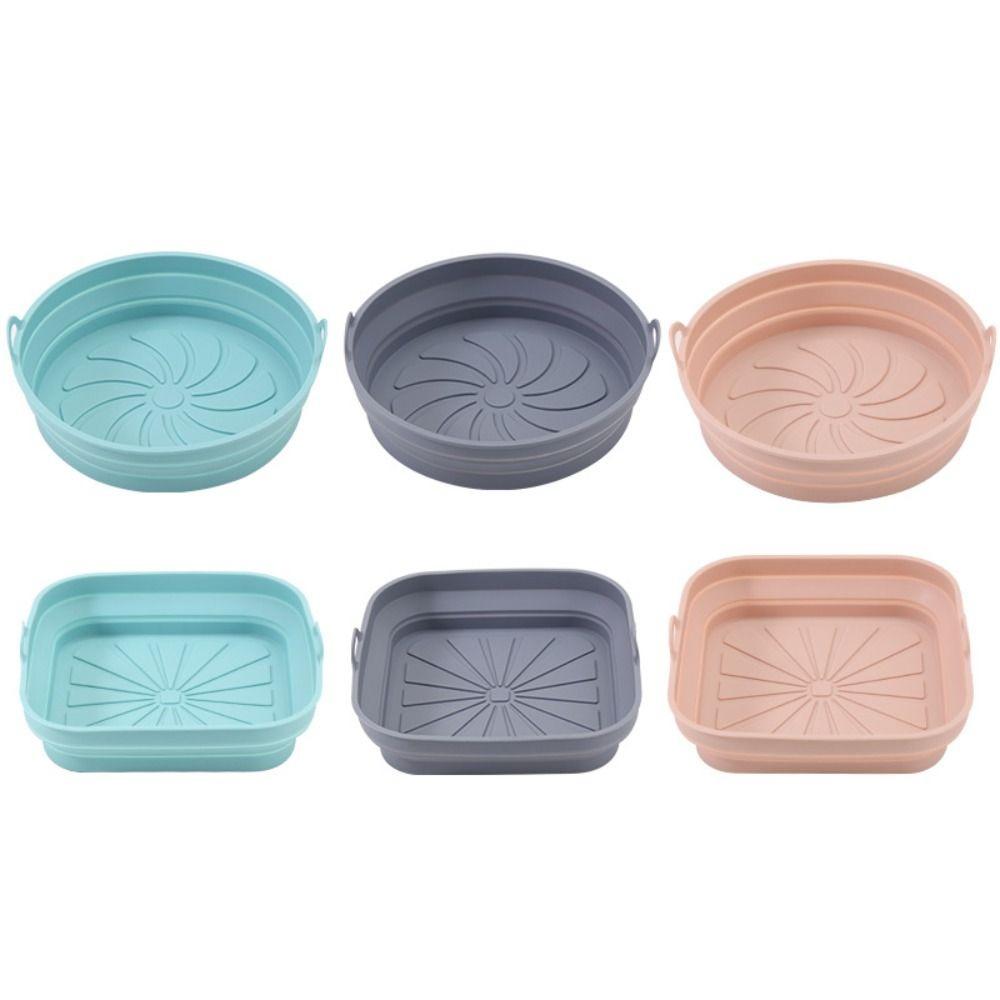 Round/Square Foldable Fryer Baking Tray Flexible Air Fryer Silicone Mat Baking