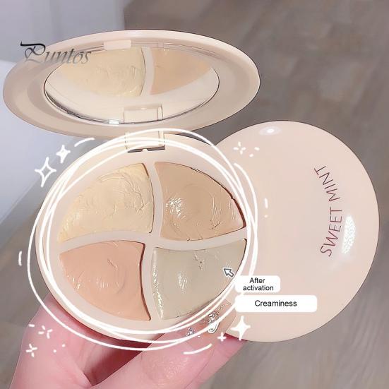 4 Colors Concealer Palette with Mirror Spot Dark Circle Acne Full Coverage Long Lasting Natural Moisturizing Matte Finish Foundation Cream