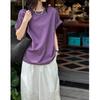 Orange Zhi 2025 Summer Linen T-shirt: Casual Round Neck, Straight Shoulder, Loose Slimming Fit