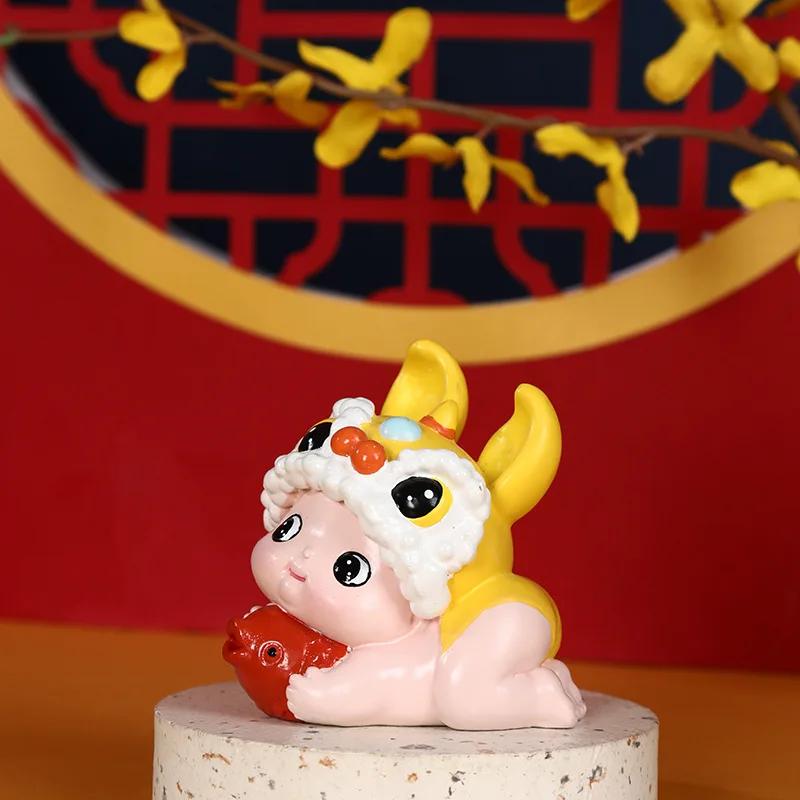Caitu Baby Mascot Creative Resin Crafts Decorative Ornaments New Year Gift Opening Home Gift