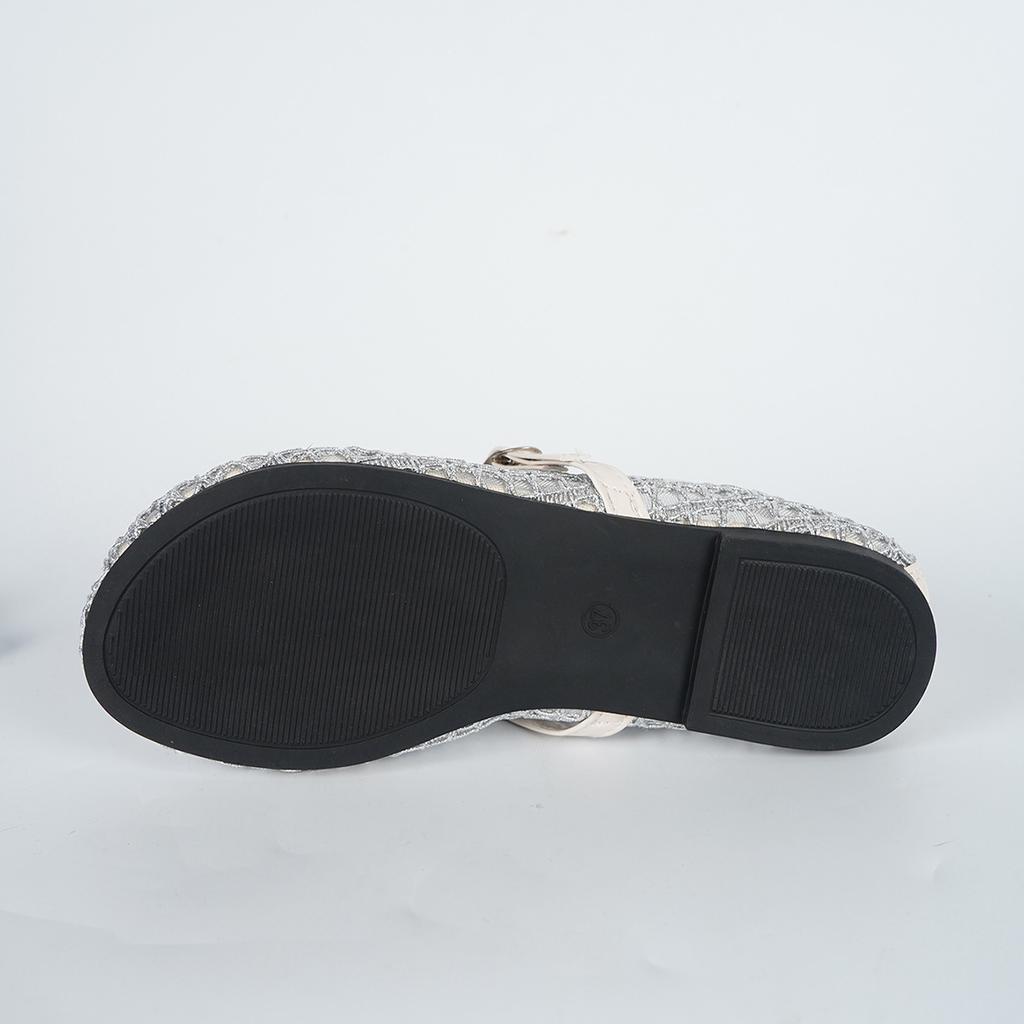 Spring and Summer New Round Buckle Strap Shallow Mouth Single Shoe Women's Mesh Woven Fashionable Hollow Out Versatile Sandals