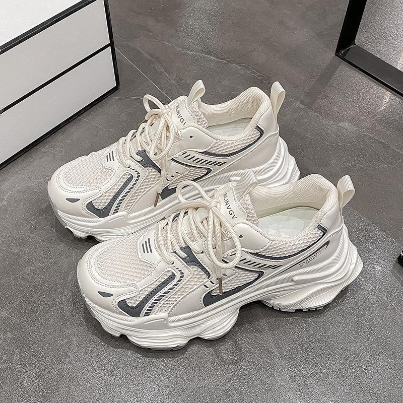 Thick-soled purple dad shoes women's 2025 new spring and summer breathable mesh student muffin single mesh casual sports shoes