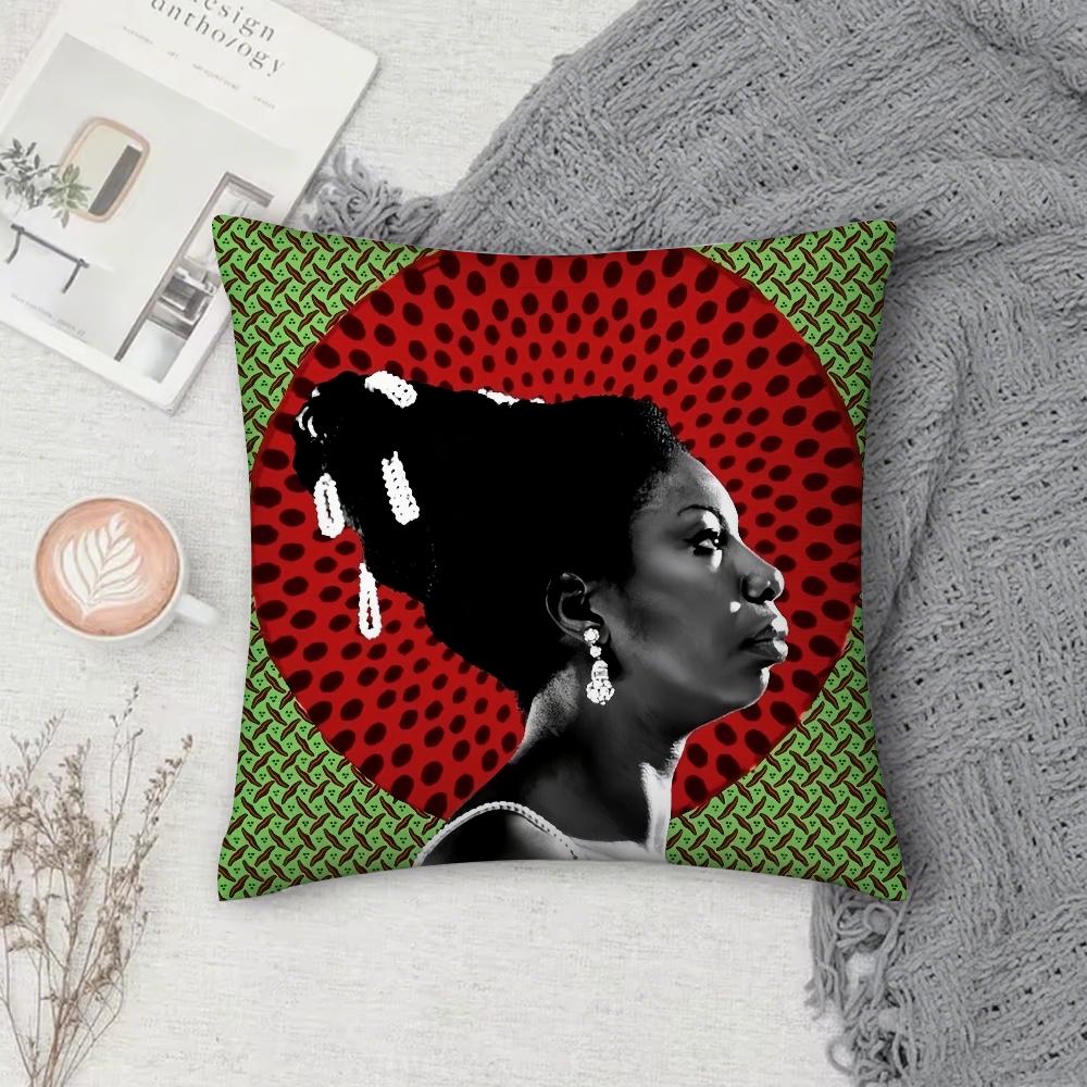 Nina Simone Singer Pillow Case Cover Square Sofa with for Pattern Comfortable Cushionsuitable of Room