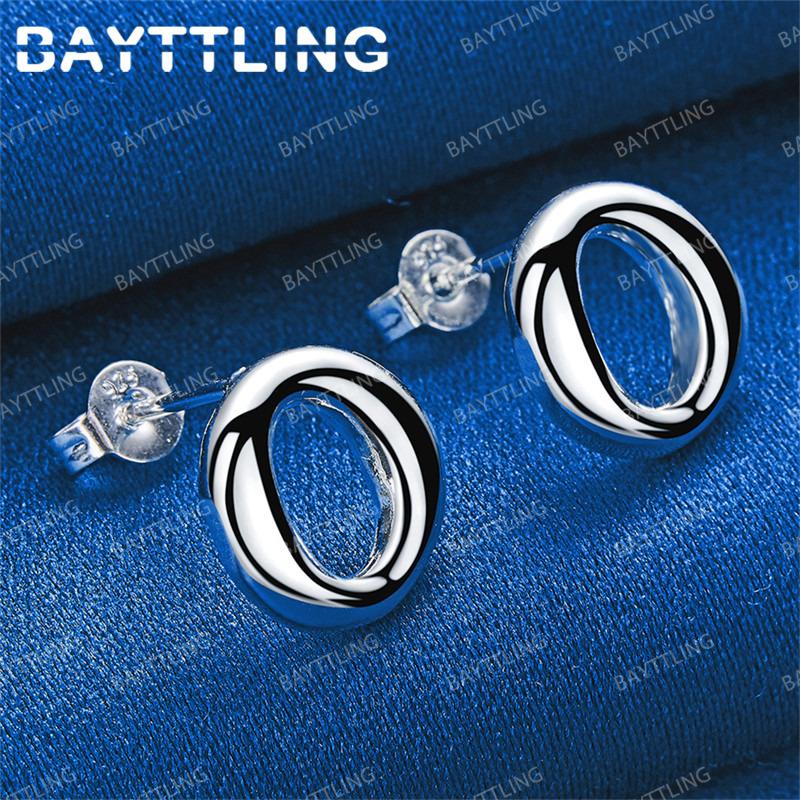 Charming 925 Sterling Silver Exquisite Round Stud Earrings for Women Wedding Accessories Fashionable Party Jewelry