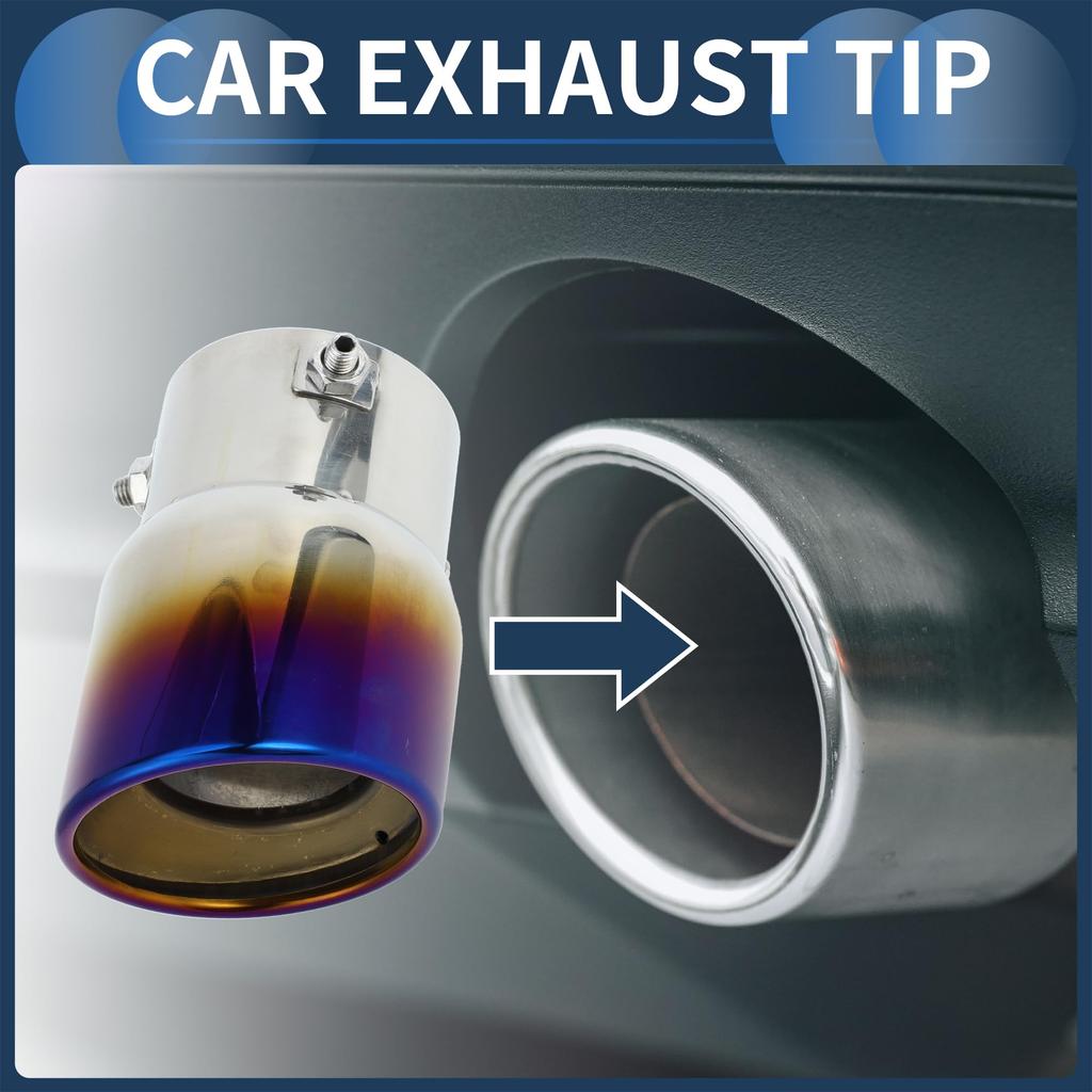 INFINAUTO Roll Edge Exhaust Outlet Rear 2.8" Inlet 3.5" Outlet 4.8" Long Car Tail Pipe Stainless Steel Burnt Blue Bolt-On
