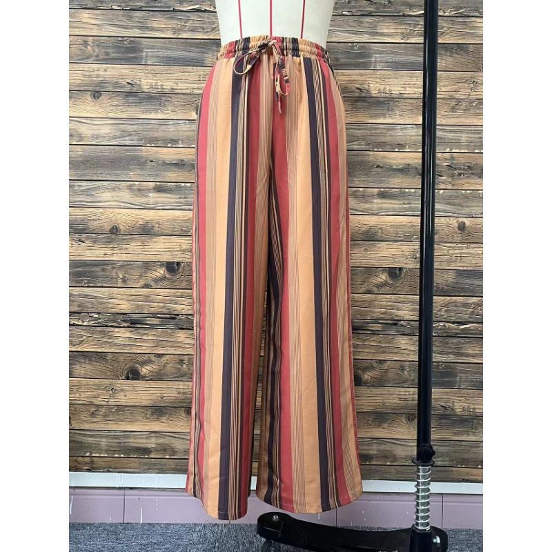 Summer Women's Plus Size Striped Loose Harlem Pants Retro Literary Casual Pant