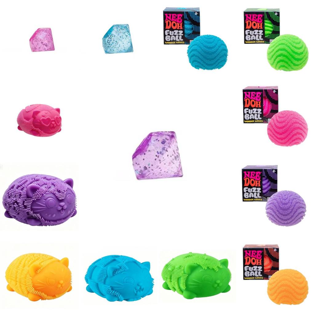 Needoh Filling Stress Relief Toy With Diamond And Cat Designs For Sensory Play And Daily Relaxation