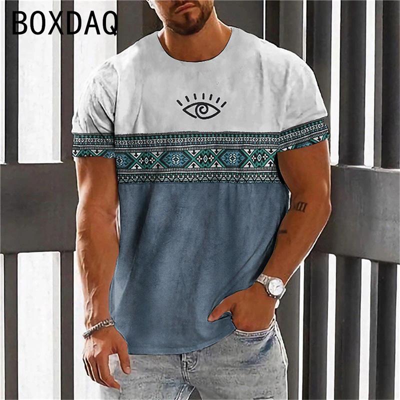 Vintage Ethnic Style Men's T Shirt Dashiki Traditional Wear Clothing Short Sleeve Casual Retro Streetwear Clothes For Men Tops